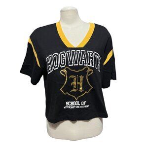 Harry Potter Hogwarts Black & Yellow Cropped T-Shirt XXXL